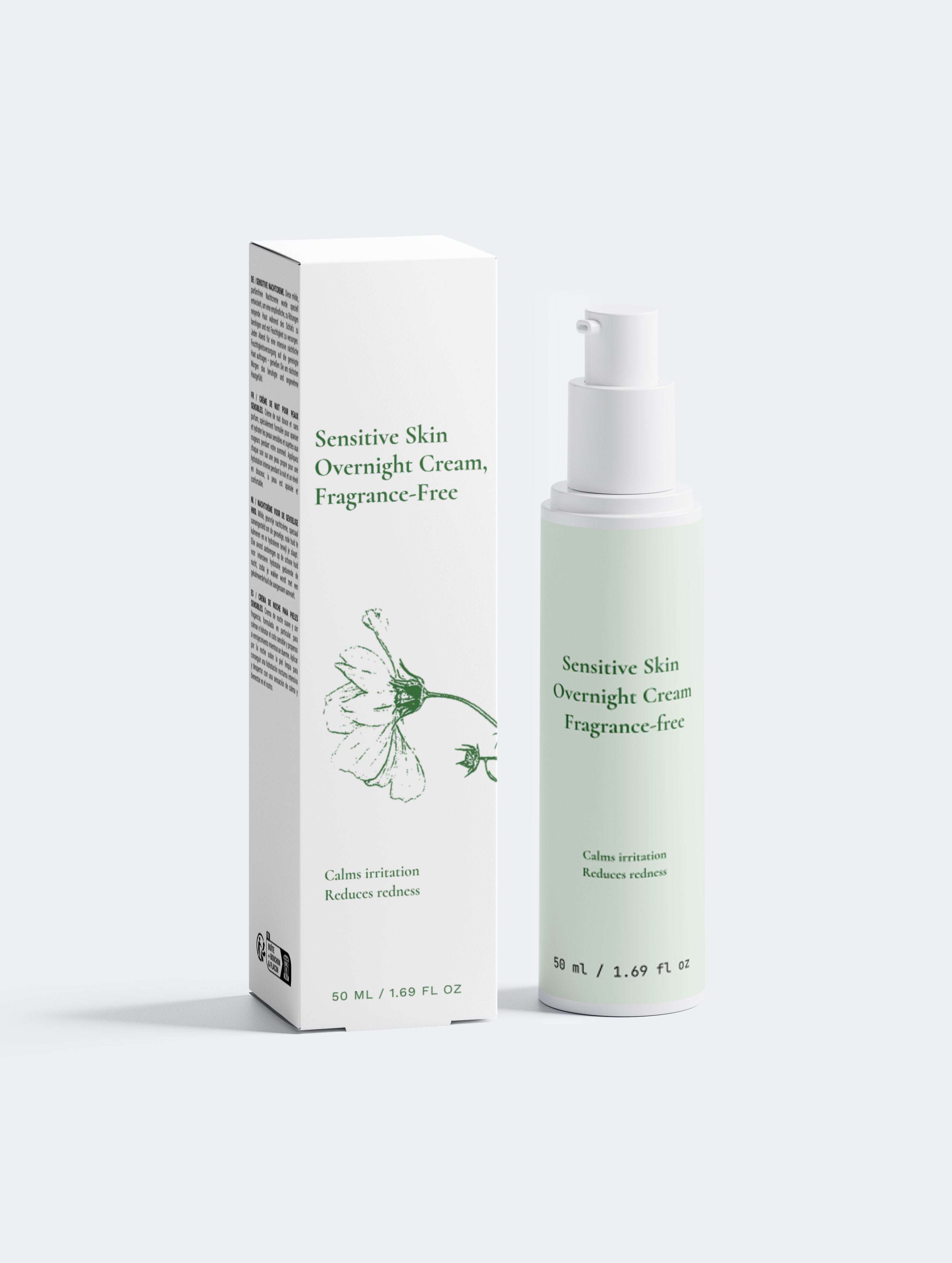 Sensitive Skin Overnight Cream – Fragrance-Free | Aloe & Hyaluronic Acid