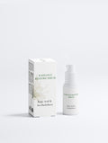 Radiance Restore Serum skincare set featuring a white pump bottle and its matching white packaging box with green text, set against a clean white background.