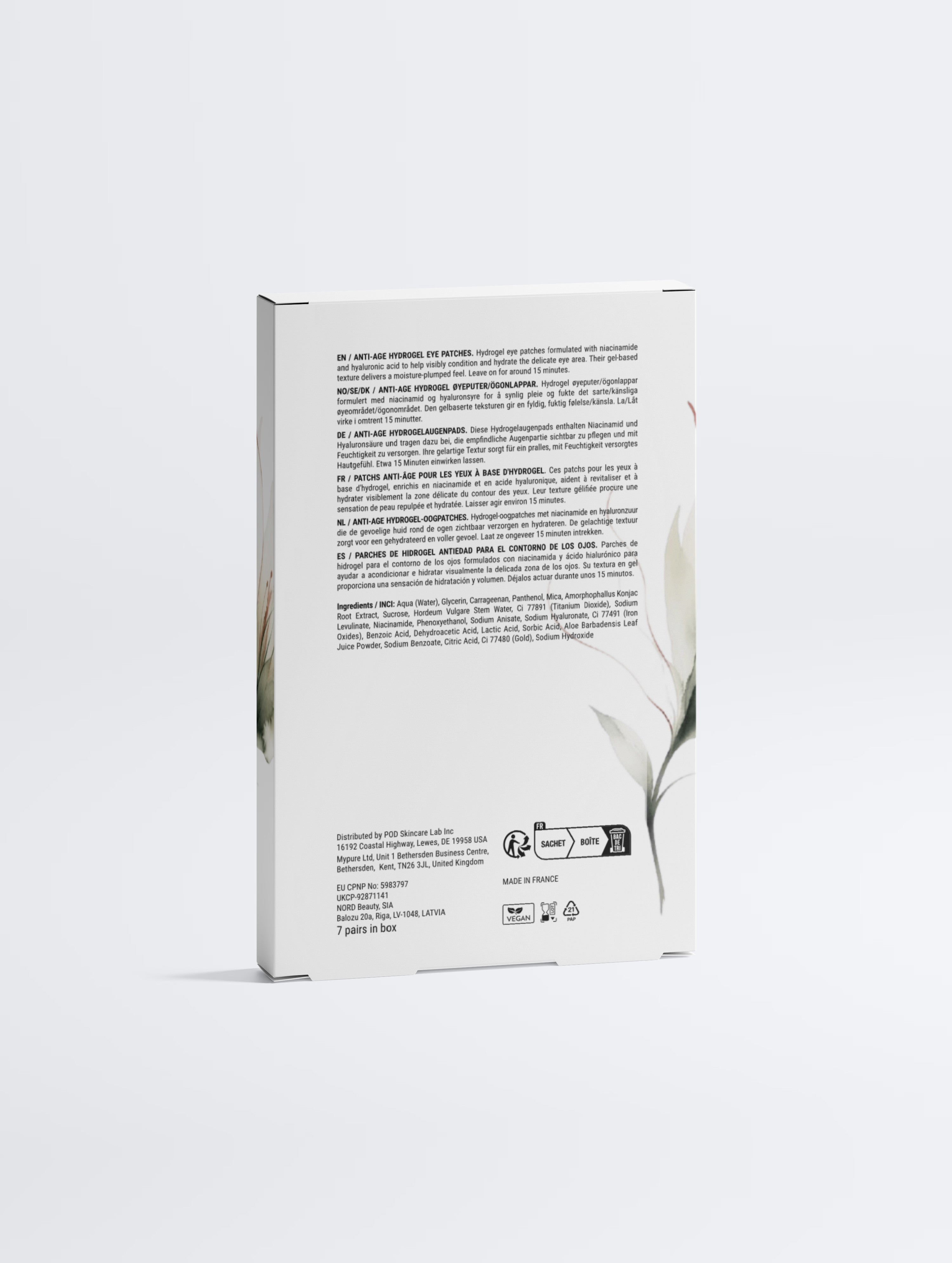 Anti-Age Hydrogel Eye Patches – Niacinamide, Hyaluronic Acid & Gold