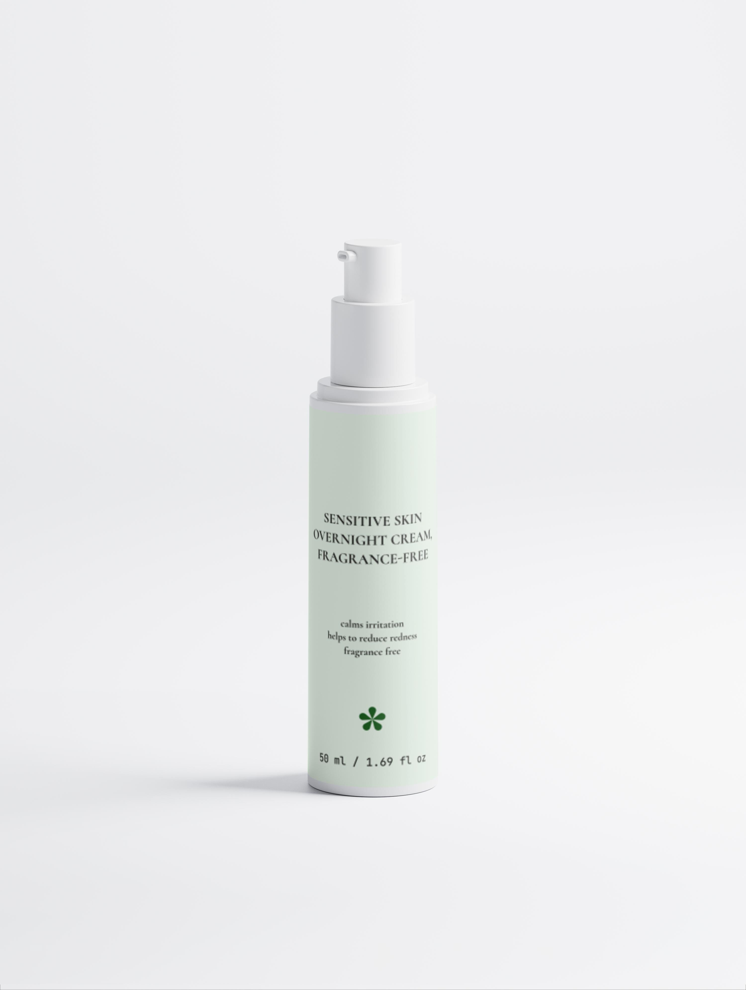 Skincare bottle labeled 'Sensitive Skin' on a white background