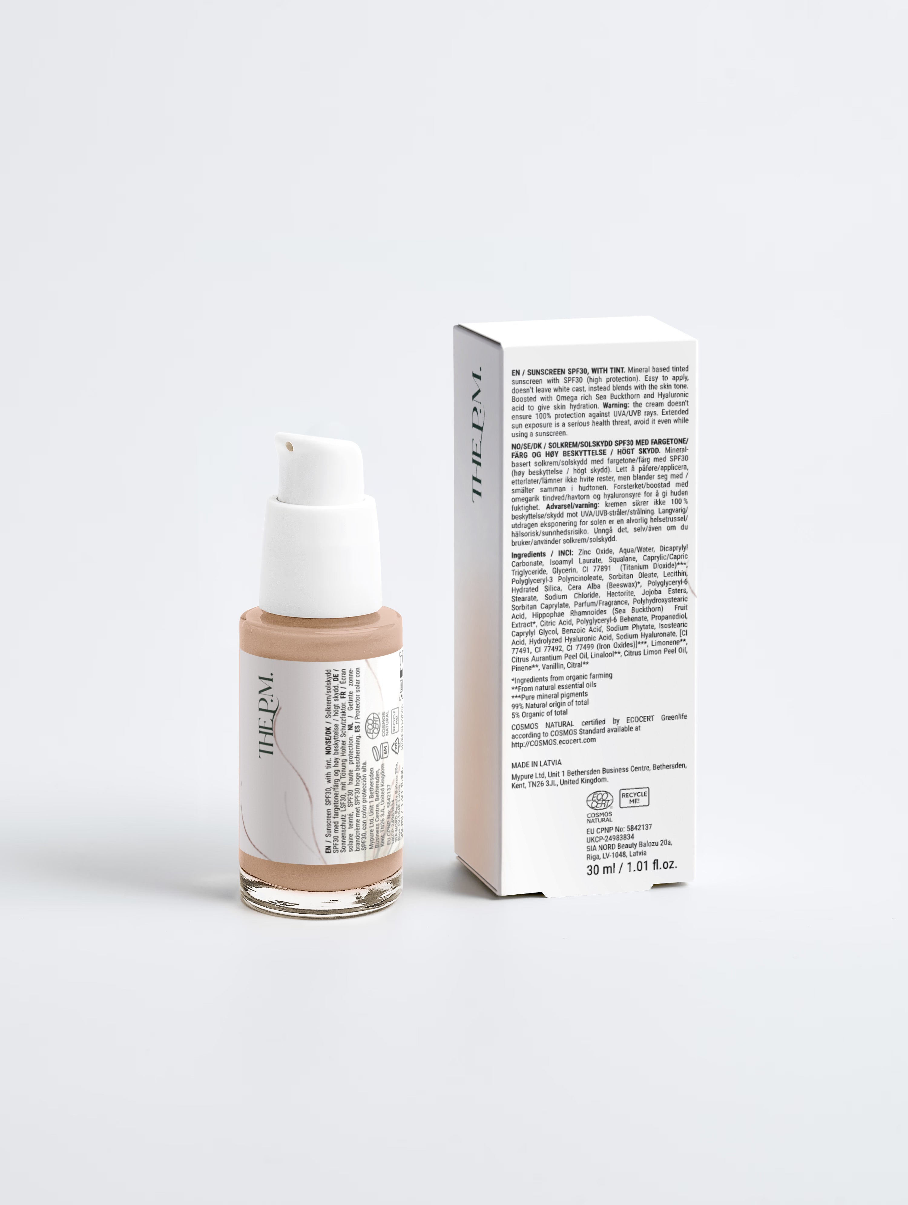 Tinted Sunscreen SPF30 – Mineral, with Sea Buckthorn & Hyaluronic Acid